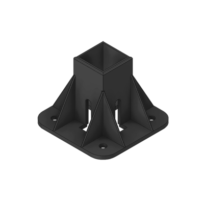 MODULAR SOLUTIONS ELITE FOOT<BR>45MM X 45MM FOUR SIDED, 11MM FLOOR ANCHOR HOLES W/HARDWARE